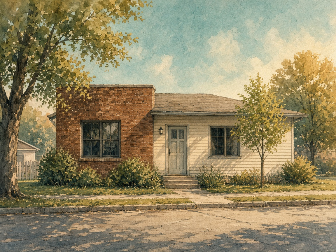Illustrated office along a quiet road in Old Washington